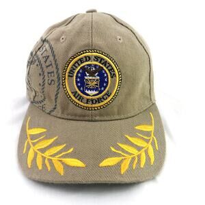 United States Air Force Patch Scrambled Eggs Adj Baseball Hat Cap Tan Service